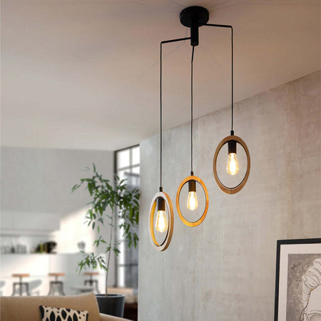 Lampadario-Industrial-Basildon-3-Luci-Pendenti-Metallo-Nero-E-Marrone