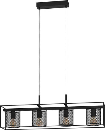 Lampadario-Industrial-Catterick-4-Luci-Acciaio-Nero