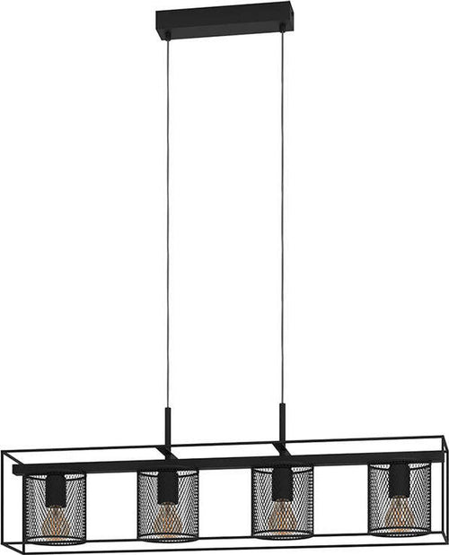 Lampadario-Industrial-Catterick-4-Luci-Acciaio-Nero