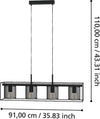 Lampadario-Industrial-Catterick-4-Luci-Acciaio-Nero