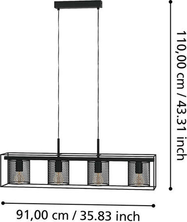 Lampadario-Industrial-Catterick-4-Luci-Acciaio-Nero