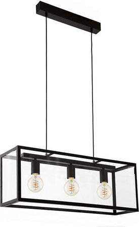 Lampadario-Industrial-Charterhouse-3-Luci-Acciaio-Nero