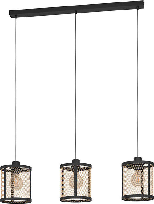 Lampadario-Industrial-Dellow-3-Luci-Acciaio-Nero