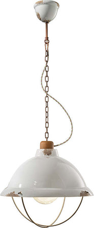 Lampadario-Industrial-Ferro-E-Ceramica-Con-Rete-Vintage-Bianco-1-Luce-E27-40Cm