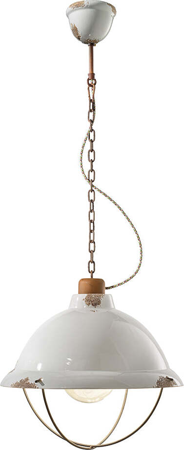 Lampadario-Industrial-Ferro-E-Ceramica-Con-Rete-Vintage-Bianco-1-Luce-E27-40Cm