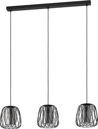 Lampadario-Industrial-Floresta-3-Luci-Acciaio-Nero