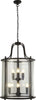 Lampadario-Industrial-Lantern-Acciaio-Nero-Vetro-Trasparente-8-Luci-E14