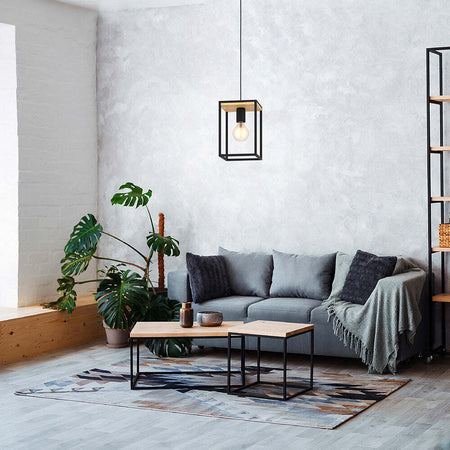 Lampadario-Industrial-Libertad-1-Luce-Metallo-Nero-E-Marrone