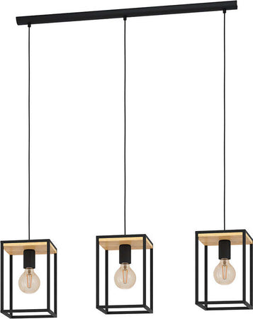 Lampadario-Industrial-Libertad-3-Luci-Metallo-Nero-E-Marrone