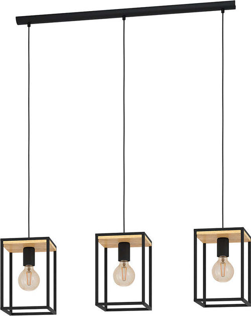 Lampadario-Industrial-Libertad-3-Luci-Metallo-Nero-E-Marrone