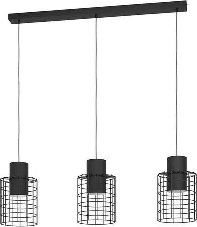 Lampadario-Industrial-Milligan-3-Luci-Acciaio-Nero-E-Bianco