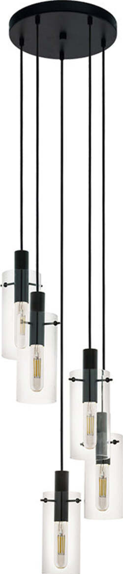 Lampadario-Industrial-Montefino-5-Luci-Acciaio-Nero