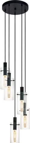 Lampadario-Industrial-Montefino-5-Luci-Acciaio-Nero