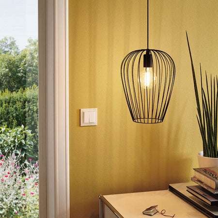 Lampadario-Industrial-Newtown-1-Luce-Acciaio-Nero