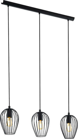Lampadario-Industrial-Newtown-3-Luci-Acciaio-Nero