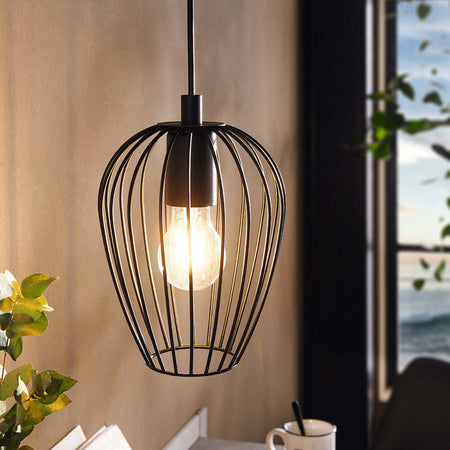 Lampadario-Industrial-Newtown-Piccolo-1-Luce-Acciaio-Nero