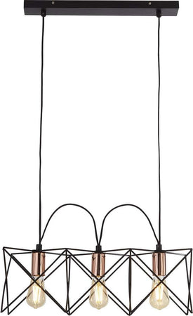 Lampadario-Industrial-Nordico-Antea-Acciaio-Nero-Rame-3-Luci-E27