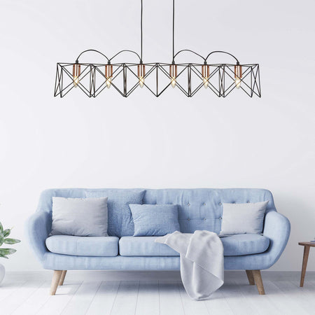 Lampadario-Industrial-Nordico-Antea-Acciaio-Nero-Rame-6-Luci-E27