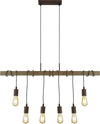 Lampadario-Industrial-Nordico-Fienile-Acciaio-Marrone-6-Luci-E27