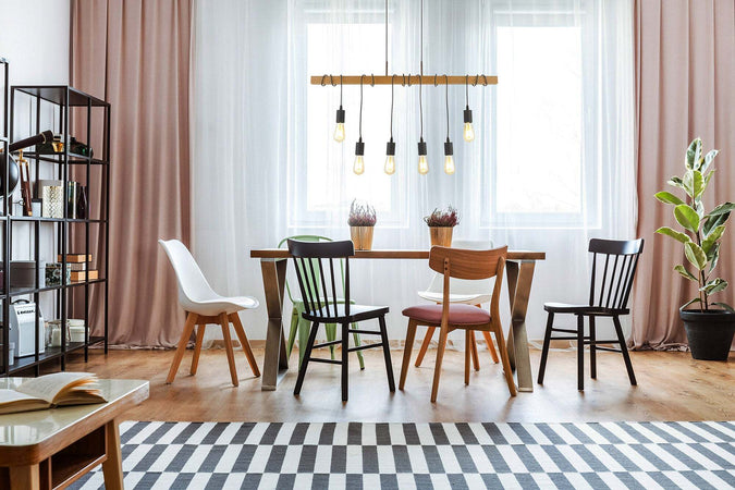 Lampadario-Industrial-Nordico-Fienile-Acciaio-Marrone-6-Luci-E27