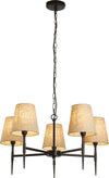 Lampadario-Industrial-Nordico-Gotico-Acciaio-Nero-Tessuto-5-Luci-E14