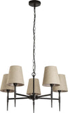 Lampadario-Industrial-Nordico-Gotico-Acciaio-Nero-Tessuto-5-Luci-E14