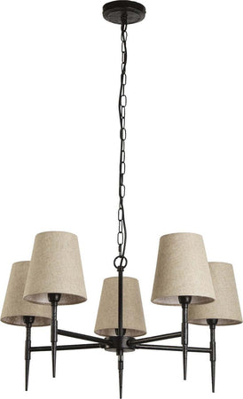 Lampadario-Industrial-Nordico-Gotico-Acciaio-Nero-Tessuto-5-Luci-E14