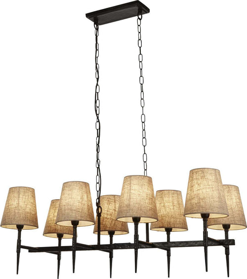 Lampadario-Industrial-Nordico-Gotico-Acciaio-Nero-Tessuto-8-Luci-E14