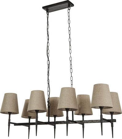 Lampadario-Industrial-Nordico-Gotico-Acciaio-Nero-Tessuto-8-Luci-E14