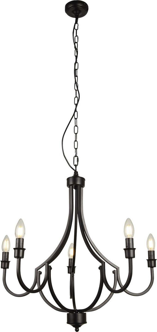 Lampadario-Industrial-Nordico-Loggia-Acciaio-Nero-5-Luci-E14