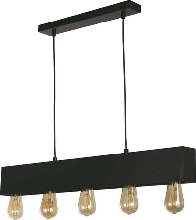 Lampadario-Industrial-Nordico-Pianoforte-Acciaio-Nero-5-Luci-E27