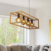 Lampadario-Industrial-Nordico-Square-Legno-Marrone-Nero-4-Luci-E27