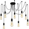 Lampadario-Industrial-Nordico-Squiggle-Acciaio-Nero-9-Luci-E27