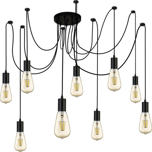 Lampadario-Industrial-Nordico-Squiggle-Acciaio-Nero-9-Luci-E27