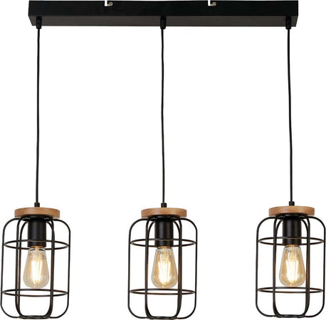 Lampadario-Industrial-Nordico-Visione-Acciaio-Nero-Marrone-3-Luci-E27