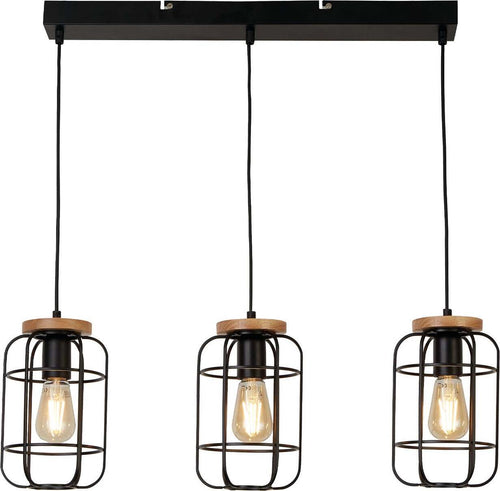 Lampadario-Industrial-Nordico-Visione-Acciaio-Nero-Marrone-3-Luci-E27