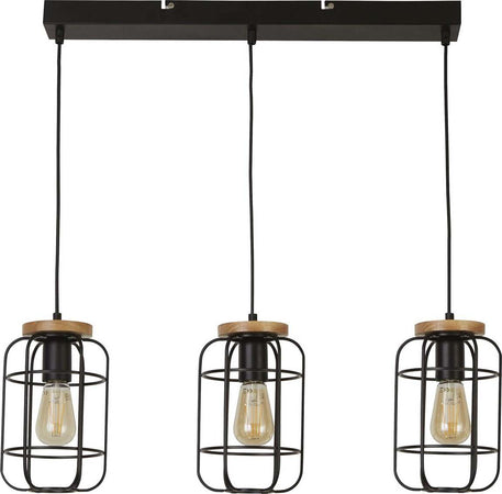 Lampadario-Industrial-Nordico-Visione-Acciaio-Nero-Marrone-3-Luci-E27