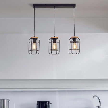 Lampadario-Industrial-Nordico-Visione-Acciaio-Nero-Marrone-3-Luci-E27