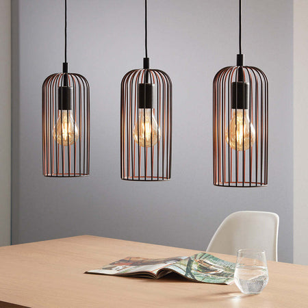 Lampadario-Industrial-Roccamena-3-Luci-Acciaio-Nero-E-Rame