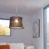 Lampadario-Industrial-Sendero-1-Luce-Acciaio-Grigio-Opaco-Diffusore-Marrone