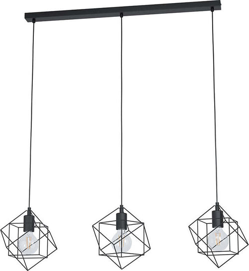 Lampadario-Industrial-Straiton-3-Luci-Acciaio-Nero