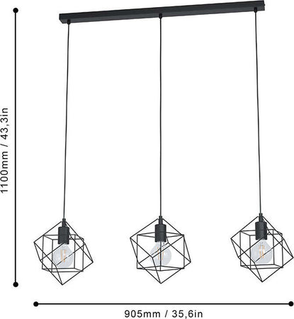 Lampadario-Industrial-Straiton-3-Luci-Acciaio-Nero