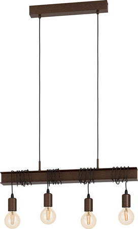 Lampadario-Industrial-Townshend-4-4-Luci-Acciaio-Marrone-Invecchiato-E-Nero
