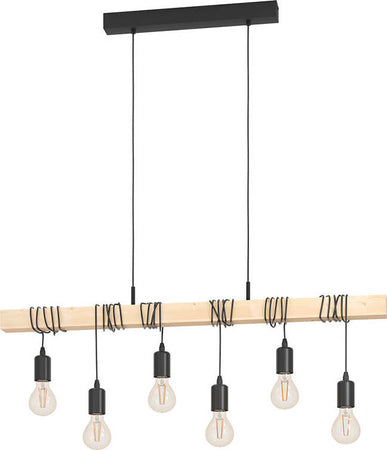 Lampadario-Industrial-Townshend-6-Luci-Metallo-Nero-E-Marrone