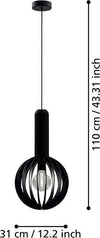 Lampadario-Industrial-Velasco-1-Luce-Acciaio-Nero-Diffusore-Nero-Tondo