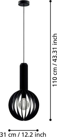 Lampadario-Industrial-Velasco-1-Luce-Acciaio-Nero-Diffusore-Nero-Tondo