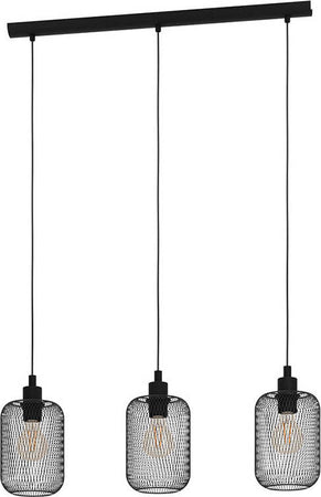 Lampadario-Industrial-Wrington-3-Luci-Acciaio-Nero