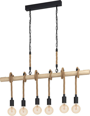 Lampadario-Industrial-Youngstown-6-Luci-Metallo-Nero-E-Marrone