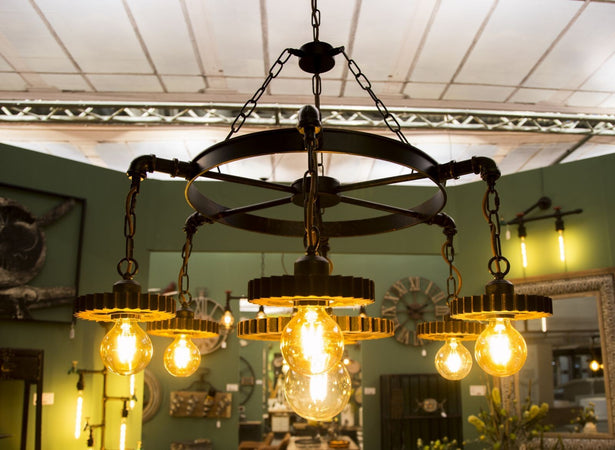 Lampadario Ingranaggio Cm 85X30 Illuminazione/Illuminazione per interni/Lampadari lampade a sospensione e plafoniere/Lampadari Led Mall Home - Napoli, Commerciovirtuoso.it