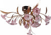Lampadario-Lampada-A-Soffitto-Con-Fiori-Rosa-Acciaio-Oro-Vetro-Luce-Led-Pendente